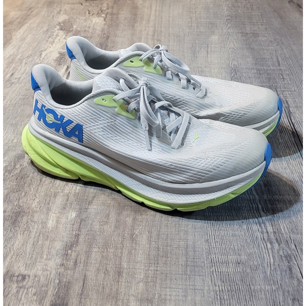 Hoka Clifton 9 Running Shoes White Grey Lime Green 1131170 STLC Size 6.5MD